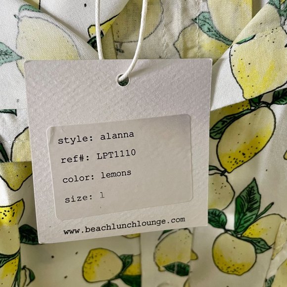Beachlunchlounge L lemon print button up shirt white yellow - Picture 7 of 7